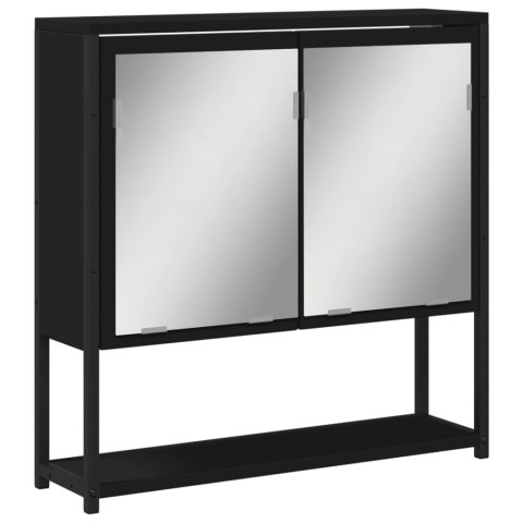 Szafka łazienkowa z lustrem, czarna, 60x16x60 cm
