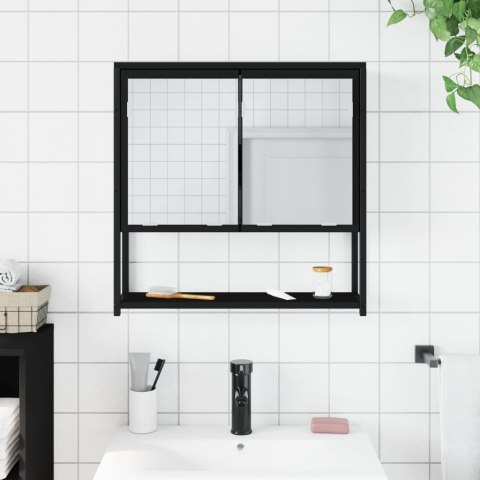 Szafka łazienkowa z lustrem, czarna, 60x16x60 cm