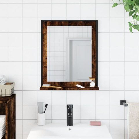 Lustro łazienkowe z półką, przydymiony dąb, 50x12x60 cm