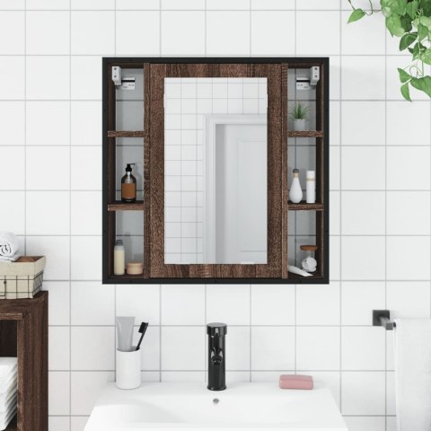 Szafka łazienkowa z lustrem, brązowy dąb, 60x16x60 cm