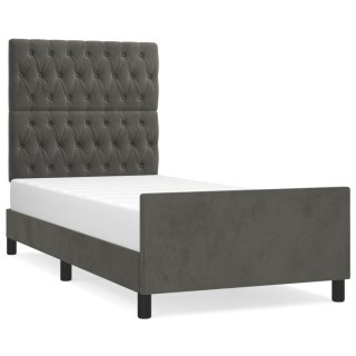 Rama łóżka z zagłówkiem, ciemnoszara, 90x200 cm, aksamitem