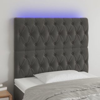 Zagłówek do łóżka z LED, ciemnoszary, 90x7x118/128 cm, aksamit