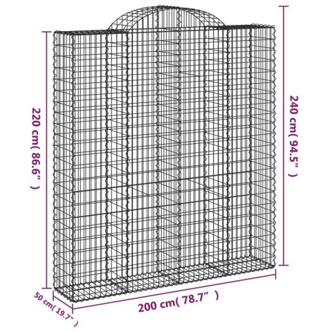 Kosze gabionowe, 11 szt, 200x50x220/240cm, galwanizowane żelazo