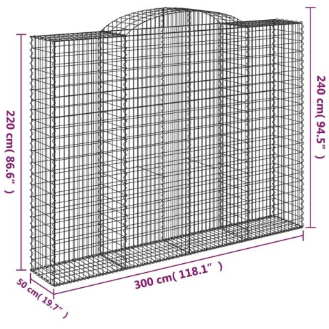 Kosze gabionowe, 8 szt, 300x50x220/240 cm, galwanizowane żelazo