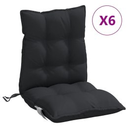 Poduszki na krzesła z niskim oparciem, 6 szt., czarne