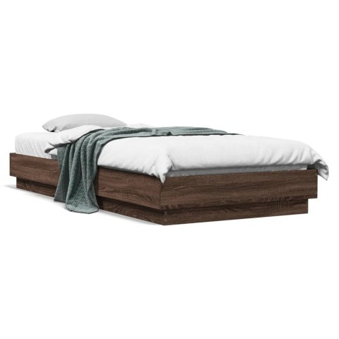 Rama łóżka z oświetleniem LED, brązowy dąb, 100x200 cm