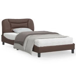Rama łóżka z zagłówkiem, brązowa, 100x200 cm, sztuczna skóra