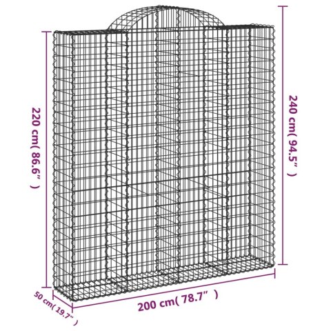 Kosze gabionowe, 12 szt, 200x50x220/240cm, galwanizowane żelazo