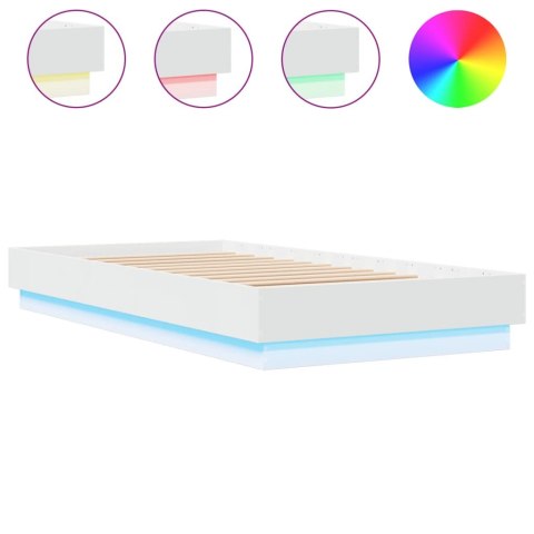 Rama łóżka z oświetleniem LED, biała, 75x190 cm