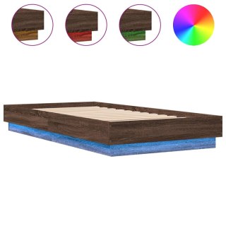 Rama łóżka z oświetleniem LED, brązowy dąb, 75x190 cm