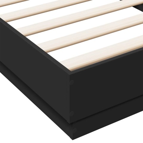 Rama łóżka z oświetleniem LED, czarna, 90x200 cm
