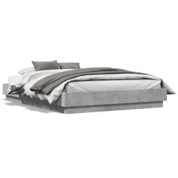 Rama łóżka z oświetleniem LED, szarość betonu, 135x190 cm
