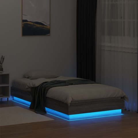 Rama łóżka z oświetleniem LED, szary dąb sonoma, 90x190 cm