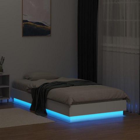 Rama łóżka z oświetleniem LED, biała, 90x190 cm