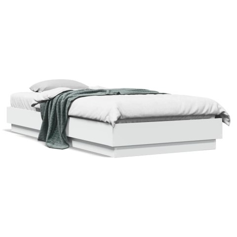 Rama łóżka z oświetleniem LED, biała, 90x200 cm