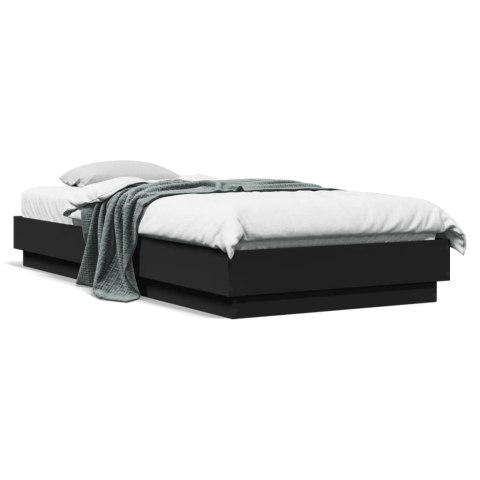 Rama łóżka z oświetleniem LED, czarna, 100x200 cm