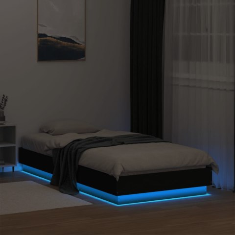 Rama łóżka z oświetleniem LED, czarna, 75x190 cm