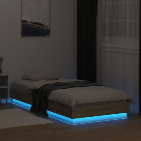 Rama łóżka z oświetleniem LED, dąb sonoma, 90x200 cm
