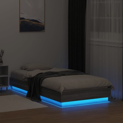Rama łóżka z oświetleniem LED, szary dąb sonoma, 75x190 cm