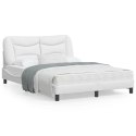 Rama łóżka z zagłówkiem, biała, 120x200 cm, sztuczna skóra
