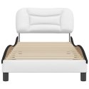 Rama łóżka z zagłówkiem, biało-czarna, 90x200cm, sztuczna skóra
