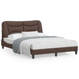 Rama łóżka z zagłówkiem, brązowa, 140x200 cm, sztuczna skóra