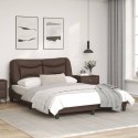 Rama łóżka z zagłówkiem, brązowa, 140x200 cm, sztuczna skóra