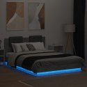 Rama łóżka z wezgłowiem i LED, szarość betonu, 120x200 cm