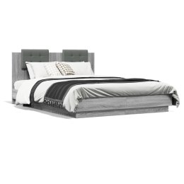 Rama łóżka z wezgłowiem i LED, szary dąb sonoma, 120x200 cm
