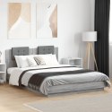 Rama łóżka z wezgłowiem i LED, szary dąb sonoma, 140x200 cm