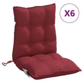 Poduszki na krzesła z niskim oparciem, 6 szt., winna czerwień