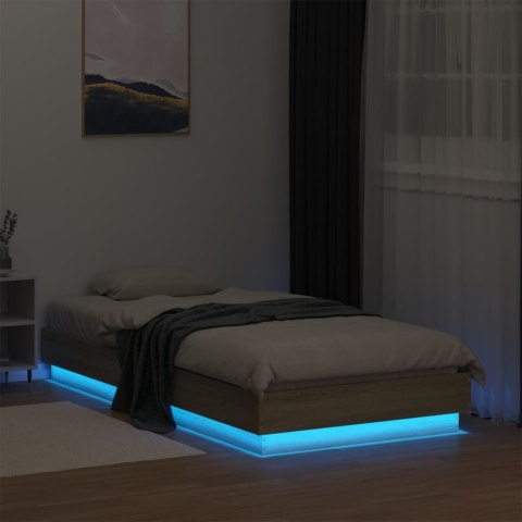 Rama łóżka z oświetleniem LED, dąb sonoma, 75x190 cm