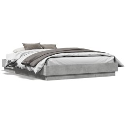 Rama łóżka z oświetleniem LED, szarość betonu, 140x190 cm