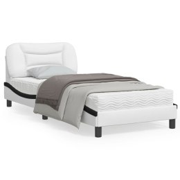 Rama łóżka z zagłówkiem, biało-czarna, 80x200 cm, ekoskóra