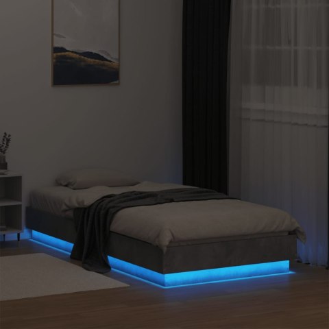 Rama łóżka z oświetleniem LED, szarość betonu, 90x190 cm