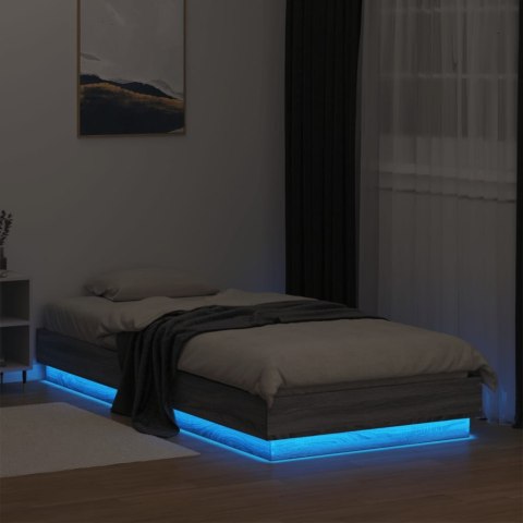 Rama łóżka z oświetleniem LED, szary dąb sonoma, 90x200 cm