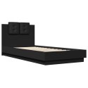 Rama łóżka z wezgłowiem i LED, czarna, 100x200 cm