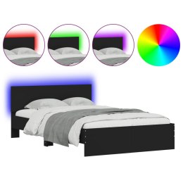  Rama łóżka z wezgłowiem i LED, czarna, 135x190 cm