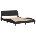  Rama łóżka z zagłówkiem, czarna, 140x190 cm, aksamitna