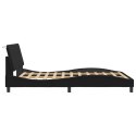  Rama łóżka z zagłówkiem, czarna, 140x190 cm, aksamitna