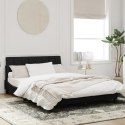  Rama łóżka z zagłówkiem, czarna, 140x200 cm, aksamitna