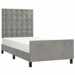  Rama łóżka z zagłówkiem, jasnoszara, 80x200 cm, aksamitna