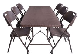 Zestaw cateringowy RATTAN stół 180 cm + 6 krzeseł