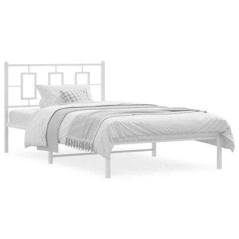  Metalowa rama łóżka z wezgłowiem, biała, 107x203 cm