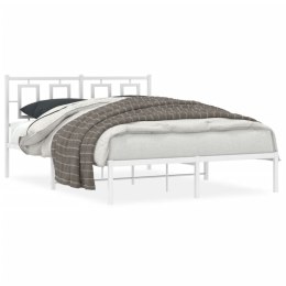  Metalowa rama łóżka z wezgłowiem, biała, 140x190 cm