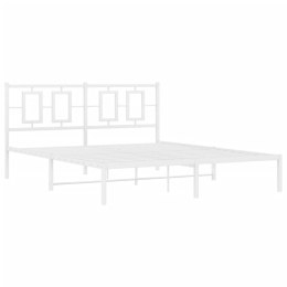  Metalowa rama łóżka z wezgłowiem, biała, 150x200 cm