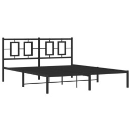  Metalowa rama łóżka z wezgłowiem, czarna, 160x200 cm