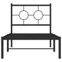  Metalowa rama łóżka z wezgłowiem, czarna, 80x200 cm