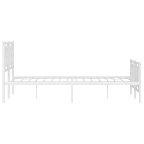  Metalowa rama łóżka z wezgłowiem i zanóżkiem, biała, 140x190 cm