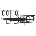  Metalowa rama łóżka z wezgłowiem i zanóżkiem, czarna, 140x190cm
